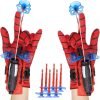 Spider Shooter Boys Girls Toy - 2 Pack Web Shooters for Kids Super Hero Toys with Spider Gloves Launcher Wrist Toys Sucking Disc Bullets for Boy Girl Age 3-14 Birthday Gifts With Gift Box Package