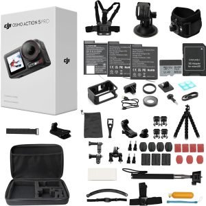 While Stocks Last：DJI Osmo Action 5 Pro Standard Combo,with 58 Piece Accessory Kit and 2 Extra Batteries + 64GB Card - Waterproof Action Camera with 1/1.3" Sensor, 4K/120fps Video, Action Camera 4K Ideal for Sports