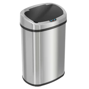 iTouchless 13 Gallon Trash Can with Lid | Automatic Touchless Garbage Can | Odor Control | Modern Oval Design | Easy to Clean | Stainless Steel | Fits Any Kitchen, Bathroom, Office or Home